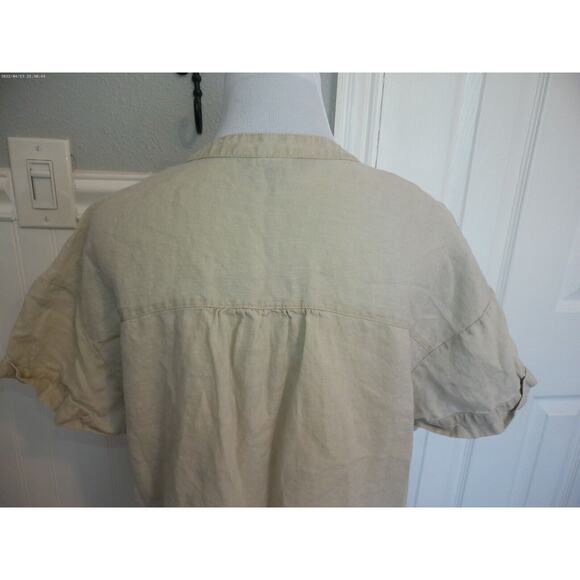 ELLEN TRACEY SHIRT 1/4 BRAID PULLOVER LINEN CREAM SOLID WOMEN S SIZE XL - Picture 6 of 11
